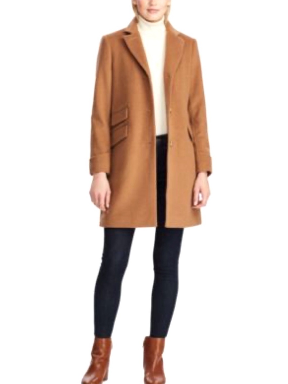LAUREN RALPH LAUREN Walker Tan Wool Blend Single Breasted Winter Coat Sz 8 NWT